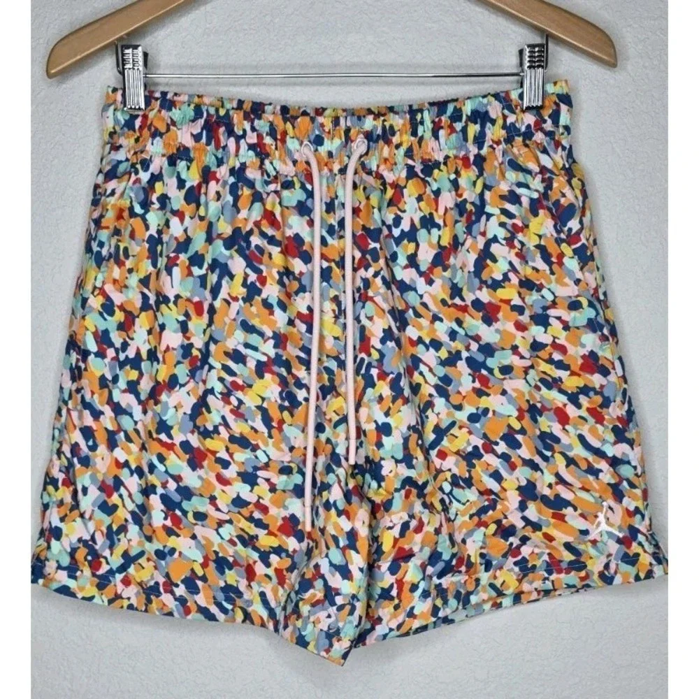 New Jordan Essentials Men M Multi Colored Abstract‎ Poolside Shorts Retro Print
